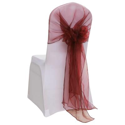 China Single Standard Size Polyester Wedding Banquet Party Chair Back Chat Bow Sashes for sale