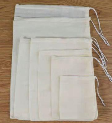 China High Qualtity Disposable Reusable Organic Mesh Bag Cotton Double Drawstring Bag for sale