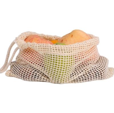 China Factory Price Disposable Natural Reusable Cotton Mesh Produce Bags For Fruits And Vegetables for sale