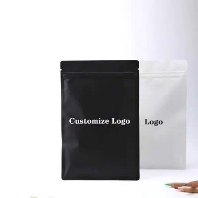 China Matte Black Resealable Aluminum Foil Pouch Recyclable Flat Bottom Custom Printed Plastic Packaging Ziplock Bag for sale