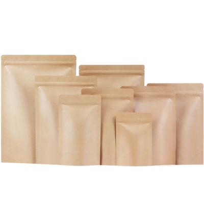 China Recyclable Stand Up Zipper Lock Aluminum Foil Brown Kraft Paper Plastic Pouch Food Packaging Bag for sale