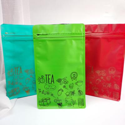 China Safety Flat Bottom Custom Pouch Food Aluminum Foil Tea Bag Plastic Packaging With Zipper for sale