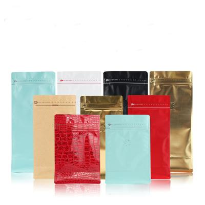 China High Security Barrier Aluminum Foil Ziplock Flat Bottom Stand Up Coffee Packaging Plastic Bag With One Way Valve for sale