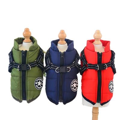 China Autumn Winter Dog Coats Harness CLASSIC Integrated Waterproof Cotton Dog Winter Coats Pet Clothes for sale