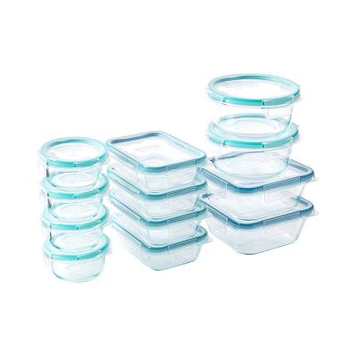 China Custom Eco-Friendly High Borosilicate Rectangle Set Freshness Storage Freshness Storage Glass Food Container BPA Lunch Box for sale