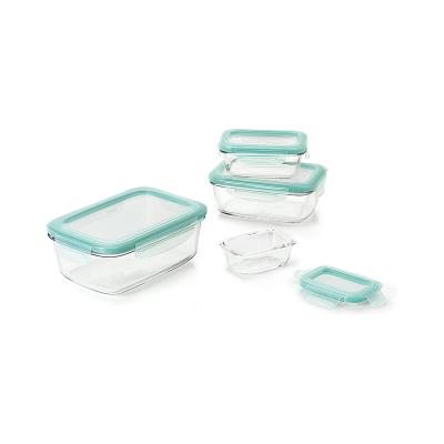 China Eco-friendly Glass Storage Freshness Preservation Lunch Box Set Refrigerator Glass Microwavable Food Container With Lid for sale