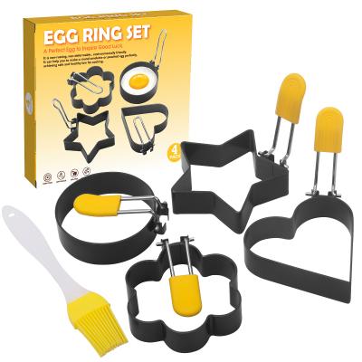 China Newest Design Different Sustainable Form Non Stick Pancake Mold Iron Silicone Egg Ring for sale