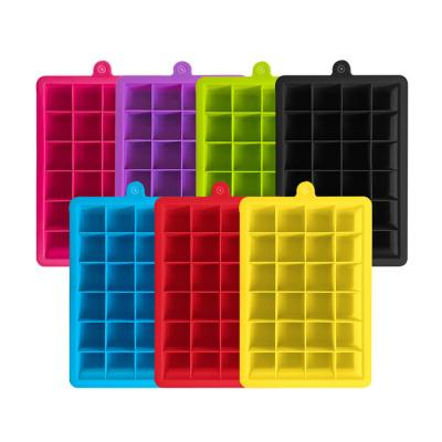 China BPA Free 6colours Large Ice Cube Tray Molds In Tray With Removable Lids Ice Square Cube for sale