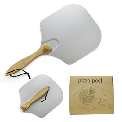 China Disposable apply large pizza shop aluminum alloy wood handle pizza shovel tools for sale