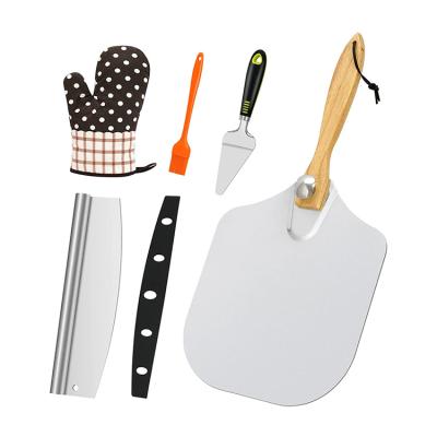 China Gifts Bakery Commercial Alloy Handle Aluminum Metal Pizza Shovel Wooden Skin for sale