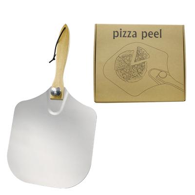 China Giving Pizza Skin Sturdy Durable Shovel With Long Wooden Handle Pizza Aluminum Shovel for sale