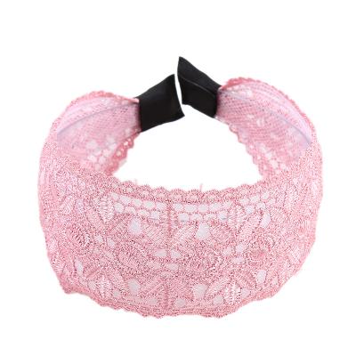 China Hot Selling Flower Daily Headband Lace Embroidery Fashion Wear Wide Hair Band Hair Accessories for sale