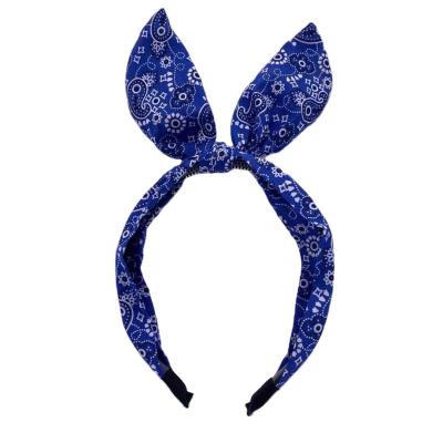 China Blue Hair Daily Wear Rabbit Ears Headband Fashion Hair Accessories For Women Cute Headband Animal Ear Headband for sale