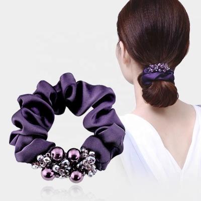 China Daily Wholesale Women's Rubber Hair Loop Rubber Cloth Factory Wear Elastic Hair Band for sale