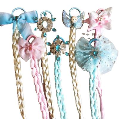 China Daily Hair Wear Colorful Children's Hair Ties Bow Wig Girl Twist Braid Rope Princess Hair Ring Main for sale