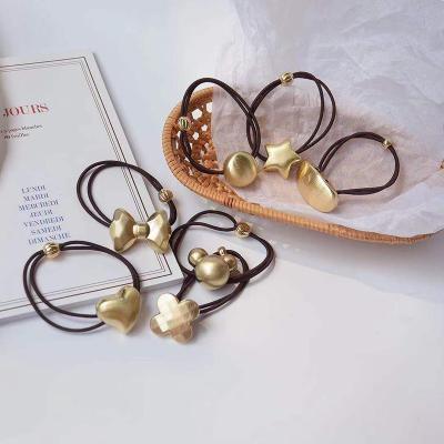 China Hot Selling Luxury Daily Wear Golden Hair Ring Woman Elastic Hair Tie Hair Accessories For Girl for sale