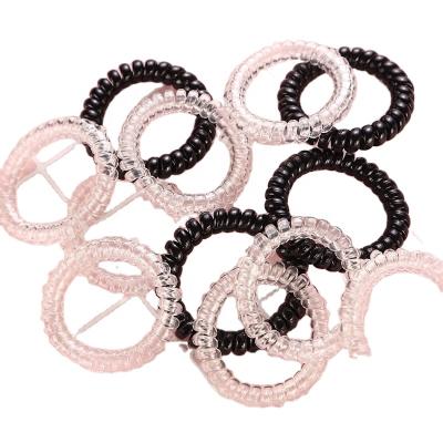 China Custom Wear Daily Clear Strip Telephone Wiring Transparent Hair Scrunchies Ring Hair Ties for sale