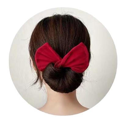 China Daily hair use 2021 new product hair accessory printed soft floral fabric bow hair band ponytail hair tie for sale