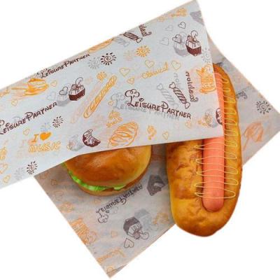 China Greaseproof Custom Printed Wax Clamps Fast Food Tissue Grade Kraft Paper Products for sale