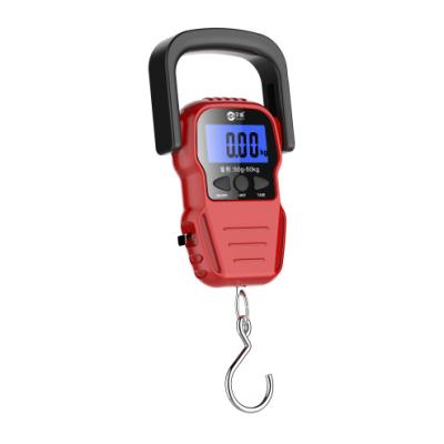 China Overload Indication Fish Scale Hanging Fishing Digital Weighing 110lb 50kg With Band ABS + Stainless Steel 50kg/10g Kg Ib G Ounce 1 Year Warranty for sale