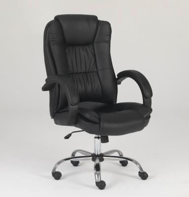 China (Height)Adjustable Ergonomic Black PU Office Desk Executive Leather Chair for sale