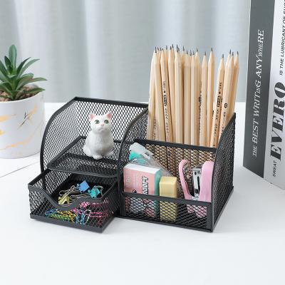 China 2021 New Arrival Metal Mesh Desk Organizer Desktop Office Supplies Storage Rack In Stock for sale