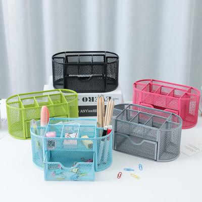 China Factory Direct Sales Office Supply Desk Organizer Supplies Iron Mesh Office Desk Organizer For Metal Pens And Pencils for sale