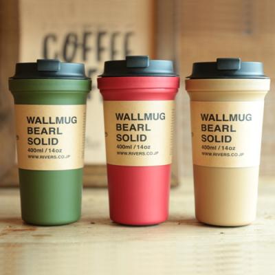 China Japan Style Rivers Bearl Solid Double Wall Travel Coffee Mug Tumbler for sale