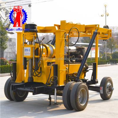 China Wheeled mechanism and hydraulic cylinder support geological survey drill machine walking type hydraulic water well drill rig 600m depth bore well drilling rig for sale for sale