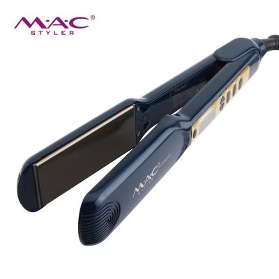 China Pro Max LCD Temperature Display Hair Straightener Blue Hair Straightener Barber Temperature Hair Straightener for sale