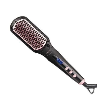 China 2020 Newest LCD Temperature Display Electric Steam Comb Earth Pottery Hair Straightener Brush for sale