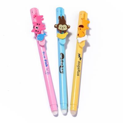 China Normal good quality promotional custom heat erasable pen with eraser kawaii cut design for kids color blue ink 0.5mm for sale