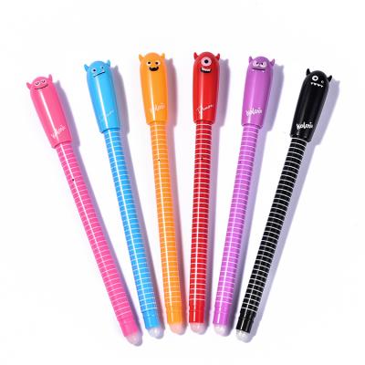 China Price Custom normal heat maker erasable pen with cute kawaii devil design gel ink pen 0.5mm blue color ink for sale