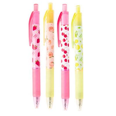 China Wholesale normal factory fruit gel ink pen students school pen with rubber type click stroke style for sale