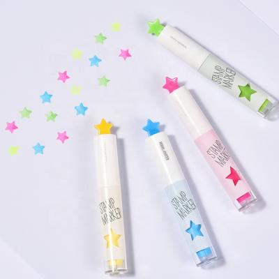 China Mini kawaii color cartoon star shaped highlighter marker cute business manufacturer factory sales stamp size for sale