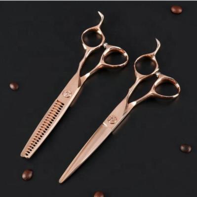 China Hair Cutting Scissors Rose Gold 440C Hair Scissors Professional Hair Cutting Thinning Scissors Set Barber Scissors for sale