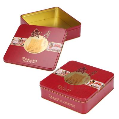 China Custom Rectangular Metal Tin Box Eco-friendly and Recyclable Tin Box Food Packaging Tin Box Moon Cake Box for sale