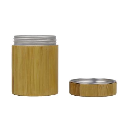 China Free sample custom logo empty bamboo aluminum canister canned food, aluminum wood metal jar cans for sale