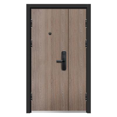 China Modern Steel Doors Made in China Elegant Door Design with Biometric Lock Outside Main Cold Rolled Double Entance Hotel Security Door for sale