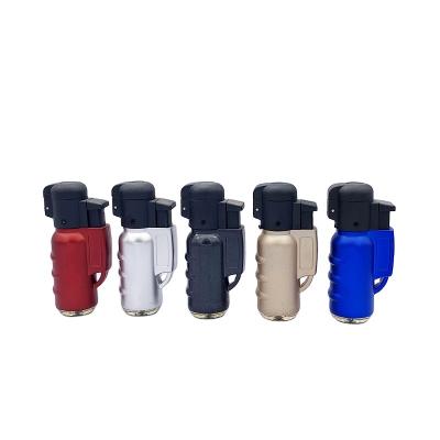 China Custom Refillable Logo Butane Gas Cigar Small Refillable Windproof Refillable Kitchen Scorch Lighter Jet Torch Lighters Jet Flame Gun for sale