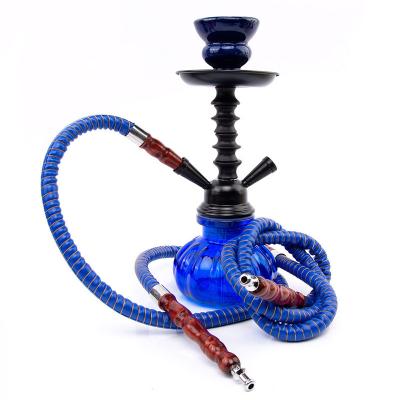 China Hot Selling Arabic Small Narguile Hookah Hubbly Double Hose Shisha Chicha Portable Glass-metal Sparkling Arabic Smoking Set for sale