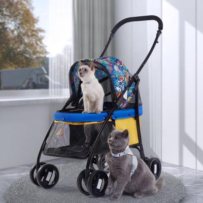 China Small Animals Hope Outdoor Luxury Foldable Portable Pet Stroller 4 Wheels Brand Pet Carrier 4 Wheels For Dog Cat for sale