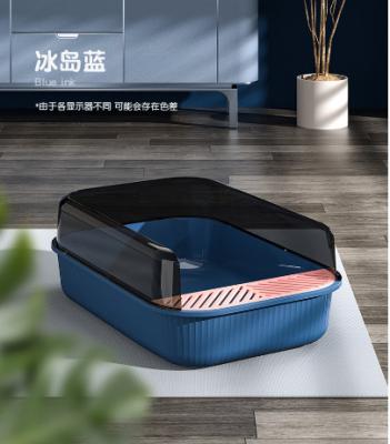 China Factory Sustainable Cat Clean Up Products Plastic Space Large Cat Toilet Box Cat Litter Box With Trash Scoop for sale