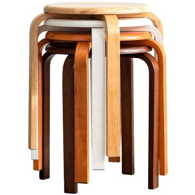 China Ottoman Round Wooden Stool Extendable Wooden Stackable Stools , Soft PVC VS Wooden Stool for sale