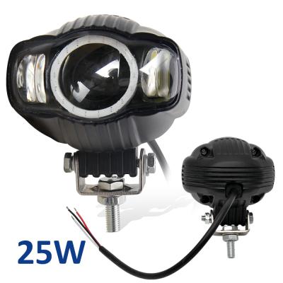 China Motorcycle Lamp 5D Angel Eyes White Blue Motorcycle Led Work Light, 8-36V High Voltage ATV UTV Power Motorcycle Led Headlight With DRL for sale