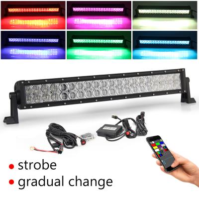 China Dual Row 5D Strobe Diecast Aluminum Housing Reflector 22 32 42 52 Inch 7 Color Spot Flood Beam Combo Car RGB Offroad RGB Led Light Bar for sale