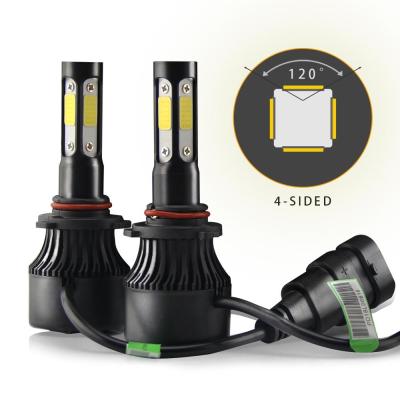 China New 4 Side H4 Led Hi Beam 20000lm Universal Black Car Headlight Bulbs HB4 S2 4side H11 H7 H4 LED Headlight Low Beam 20000lm for sale