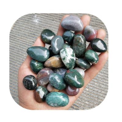 China Europe Bulk wholesale 20-30mm crystals healing gemstone natural green moss agate tumbled stones for sale for sale