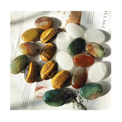 China Europe Natural crystal healing Standard size pocket stone clear quartz tiger eye rose quartz palm stone for Christmas Decor for sale