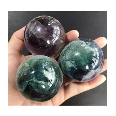 China Europe Wholesale natural quartz crystal ball healing rainbow fluorite sphere  for Christmas home decoration for sale